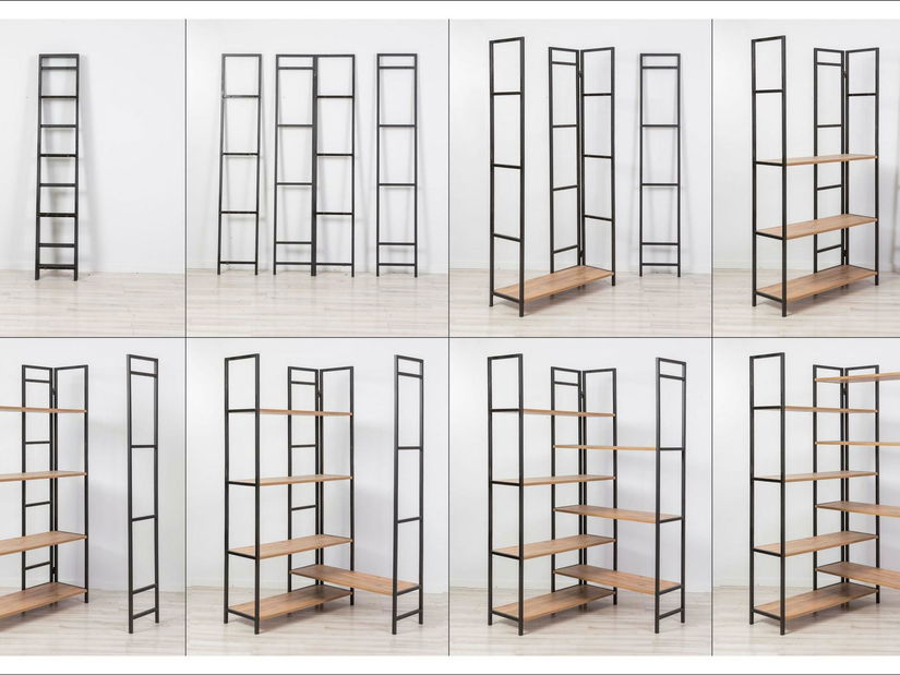 Regál Punale 1 (borovice atlantická + černá)