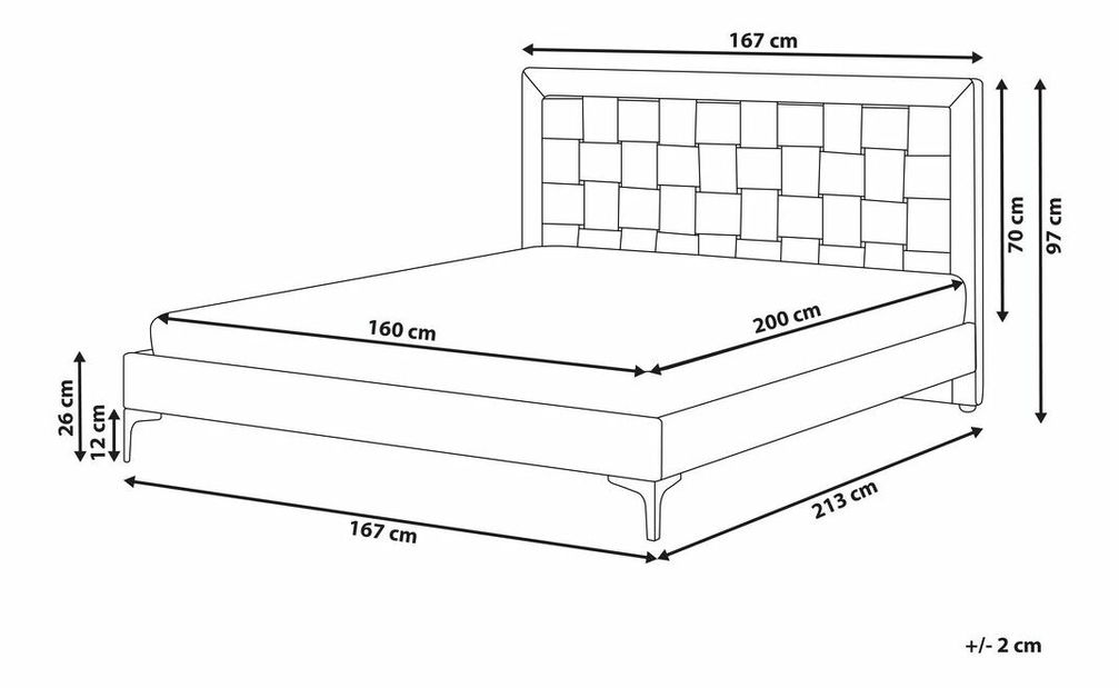 Manželská postel 160 cm LIMO (polyester) (tmavě zelená) (s roštem)
