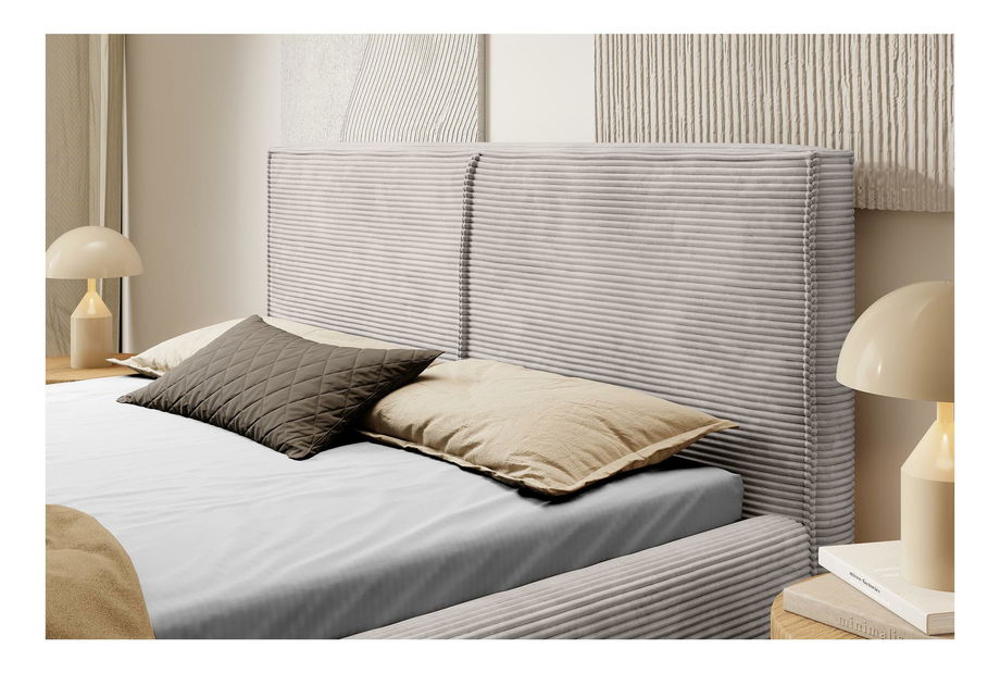 Manželská postel 160 cm Fatime (s roštem) (s úl. prostorem) (tmavobéžová + černá)