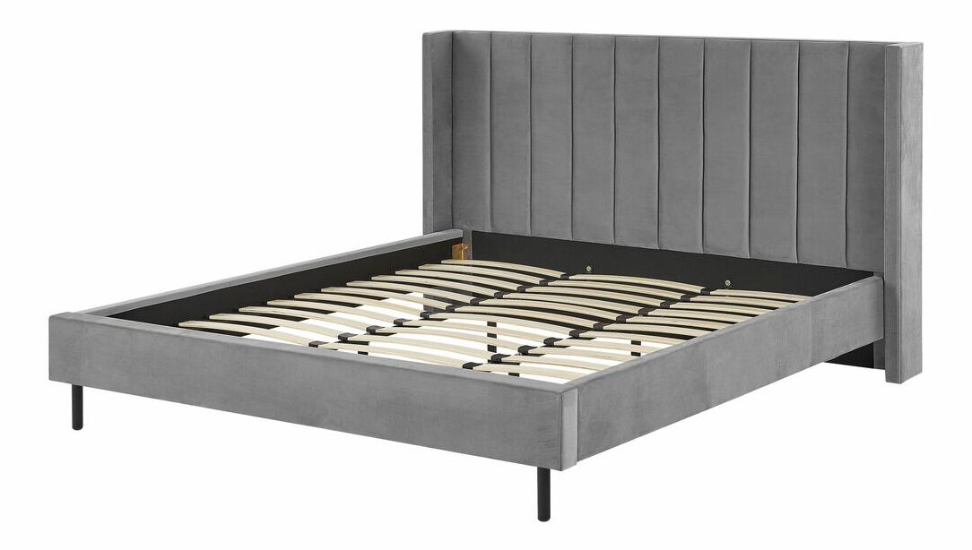 Manželská postel 180 cm VINNETTE (textil) (šedá) (s roštem)