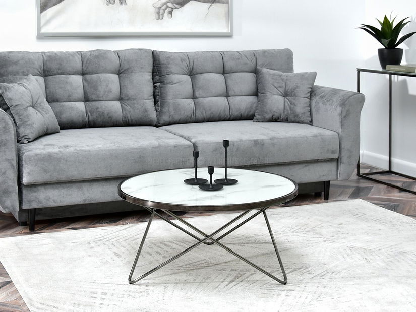 Konferenční stolek Armin Xl (bílý mramor + černá)