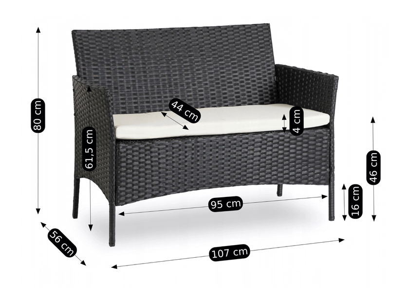 Zahradní set Manta (černá + béžová) (pro 4 osoby)