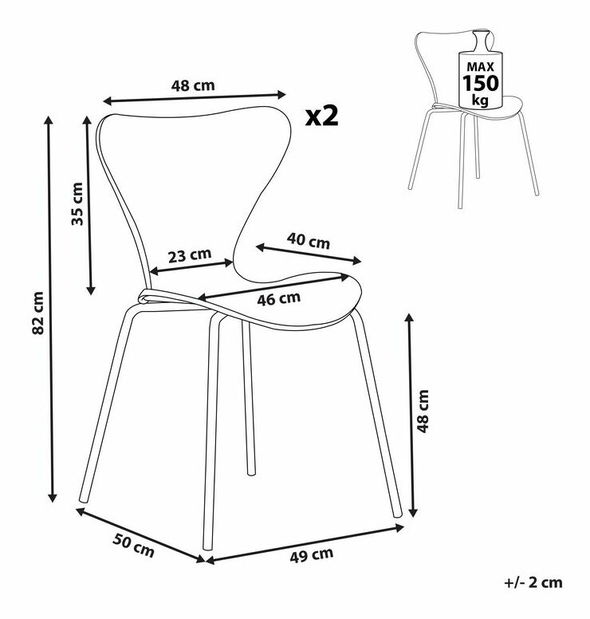 Set 2 ks jídelních židlí Baylor (bílá)