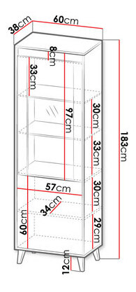 Vitrína do obývacího pokoje Evrona (dub wotan + antracit)