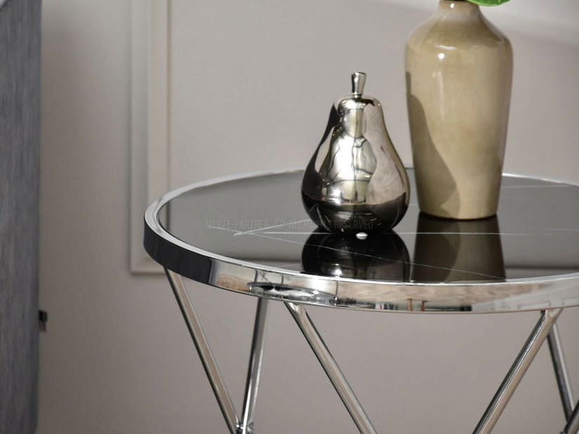 Konferenční stolek Armin S (černý mramor + chromová)