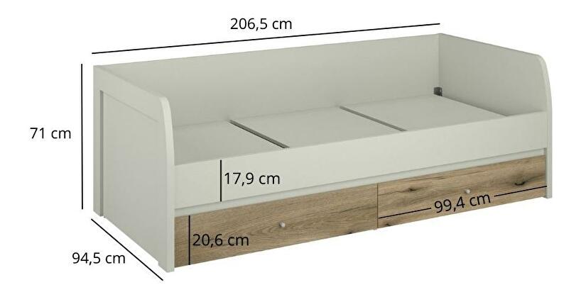Jednolůžková postel 90 cm (válenda) Kodro (kašmír + dub evoke) (s roštem) (s úl. prostorem)