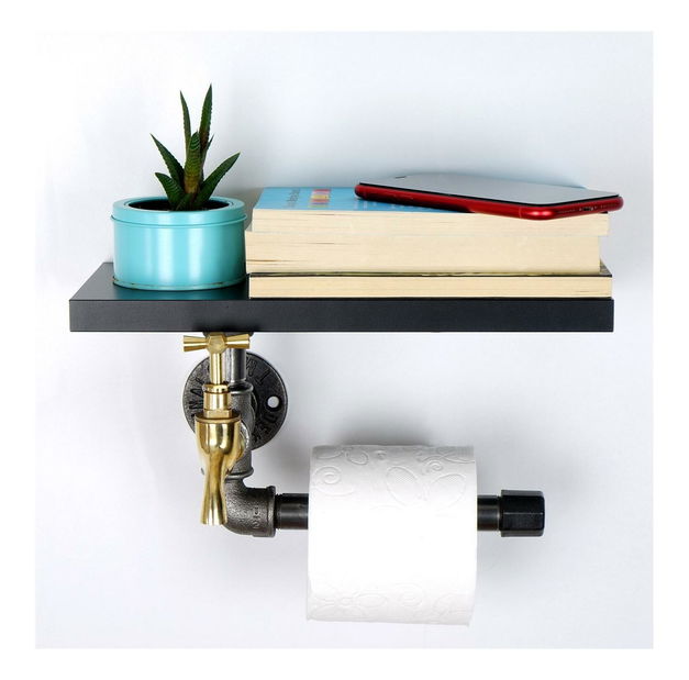 Držák na toaletní papír Nenanu 40 (černá + stříbrná)