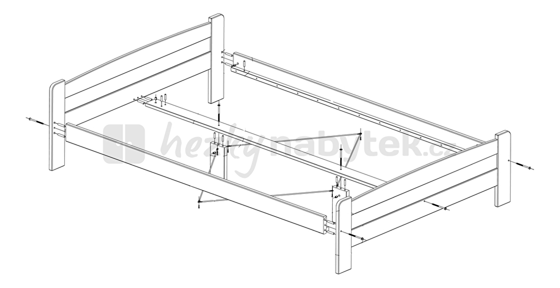 Manželská postel 160 cm Wiktor LR-30.1 (masiv)