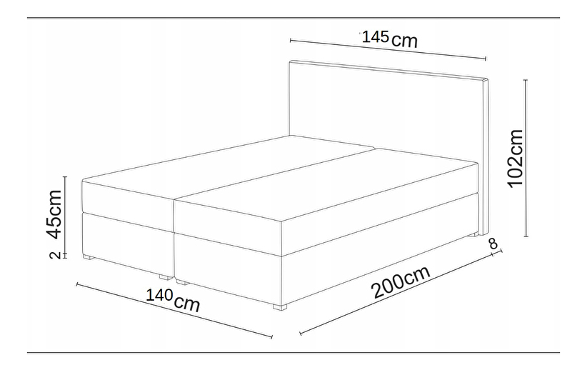 Kontinentální postel 140 cm Karen Comfort (béžová) (s matrací a úložným prostorem)