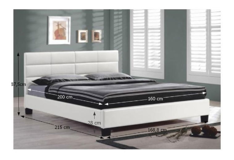 Manželská postel 160 cm Mivory bílá (s roštem)