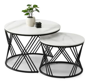 Konferenční stolek Rimini (bílý mramor + černá)