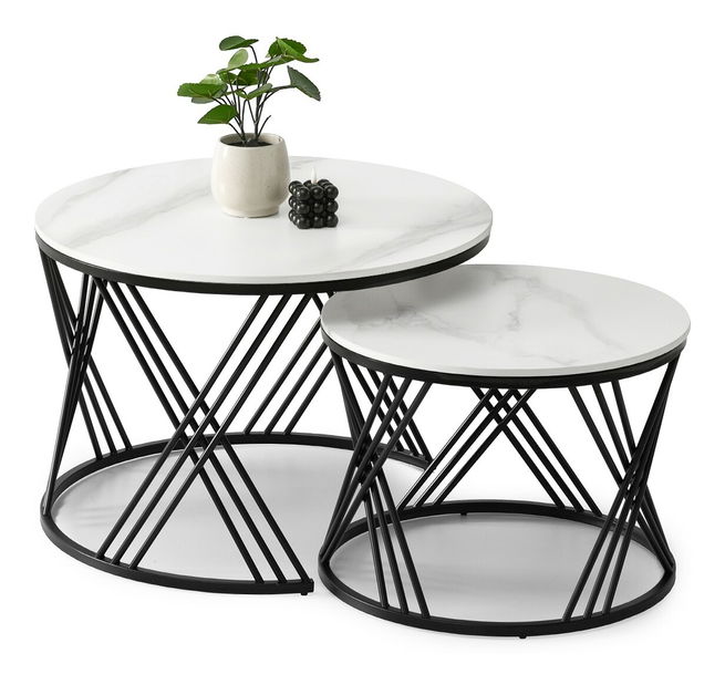 Konferenční stolek Rimini (bílý mramor + černá)