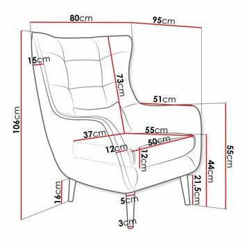 Křeslo ušák Flerance (tmavě šedá)