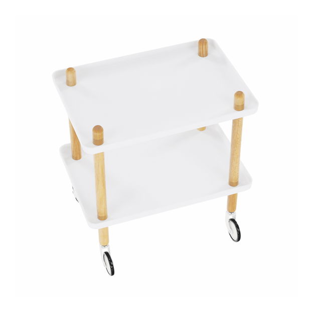 Servírovací vozík Ponteo (bílá + přírodní) *výprodej