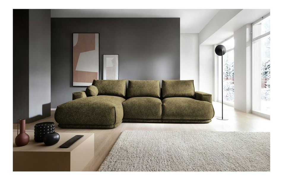 Rohová sedací souprava Dita (L) (olivová + černá)