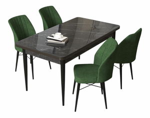 Jídelní set Arpo (mramor černý + cihlová) (pro 4 osoby)