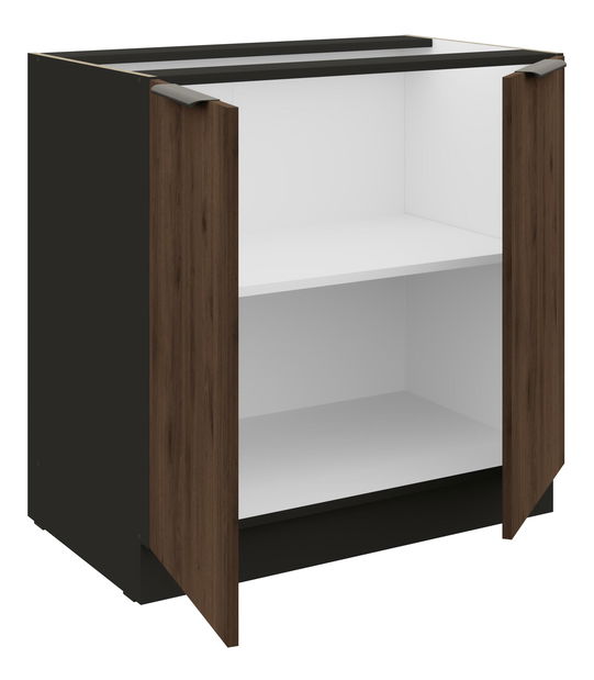 Dolní kuchyňská skříňka Manana 80 D 2F BB (korpus: černá matná + fronta: ořech okapi)