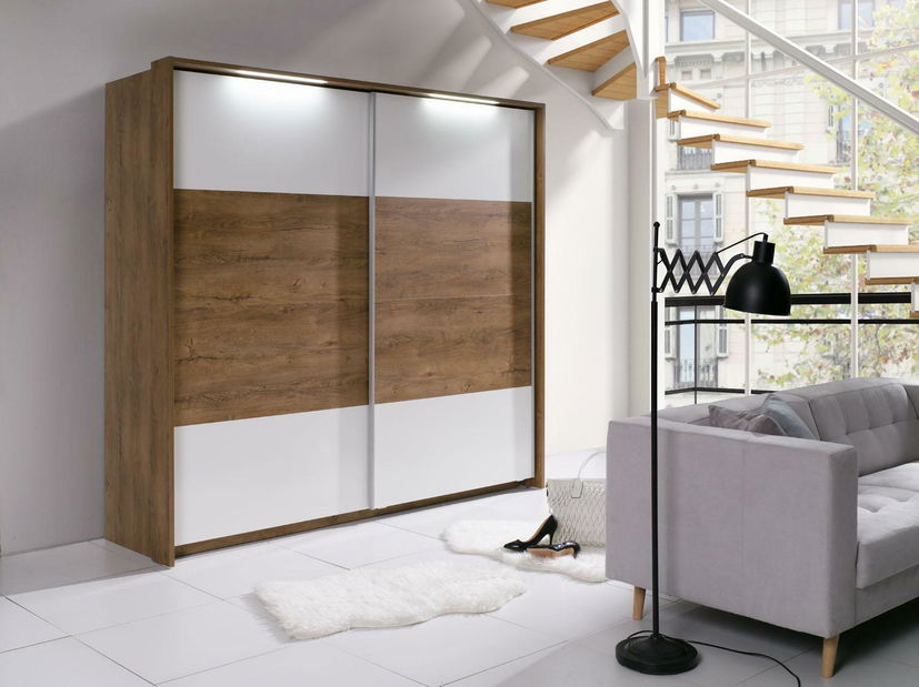 Noční stolek Lataressa 1 (dub burgundský + lesk bílý)