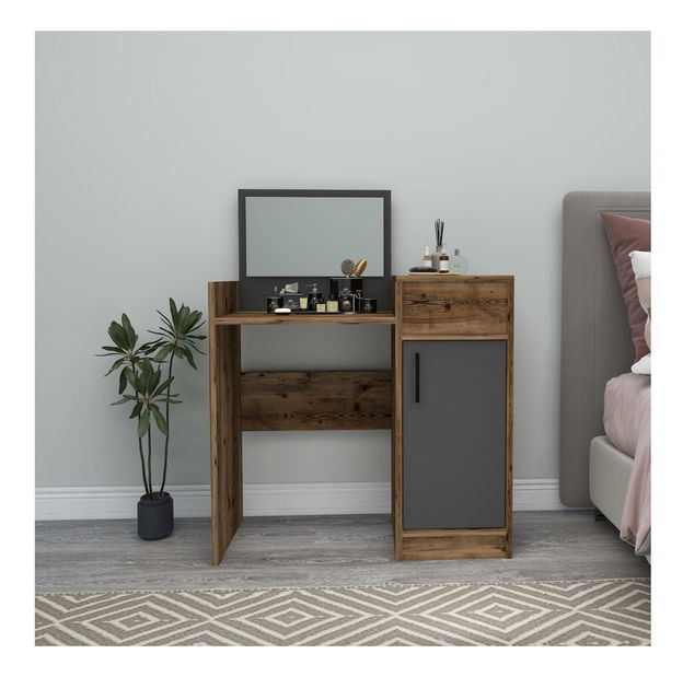 Toaletní stolek Kudopa 2 (ořech světlý + antracit)