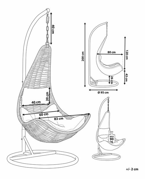 Závěsné křeslo se stojanem ATRIO II (polyratan) (béžová)