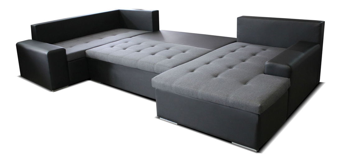 Rohová sedací souprava U Moreno BL+2+L (šedá + černá) (P)