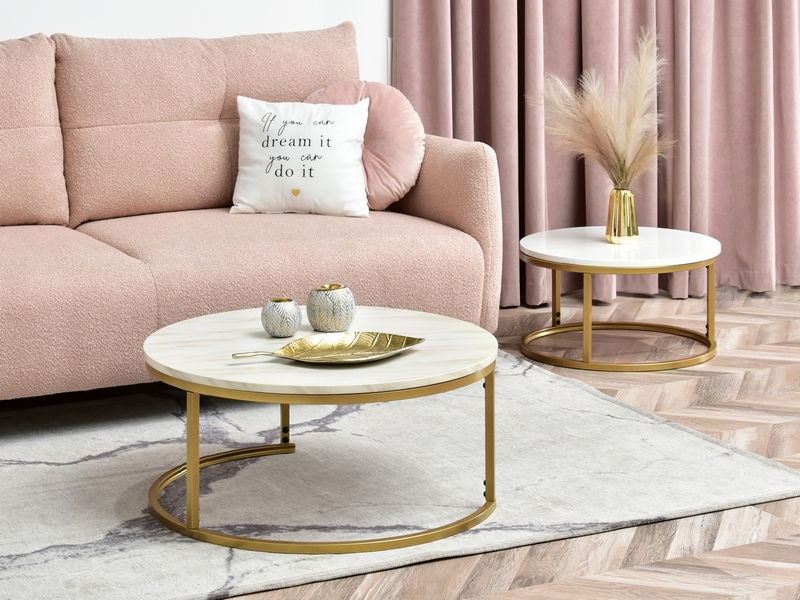 Konferenční stolek Kolja Zest Xl (béžová + zlatá)