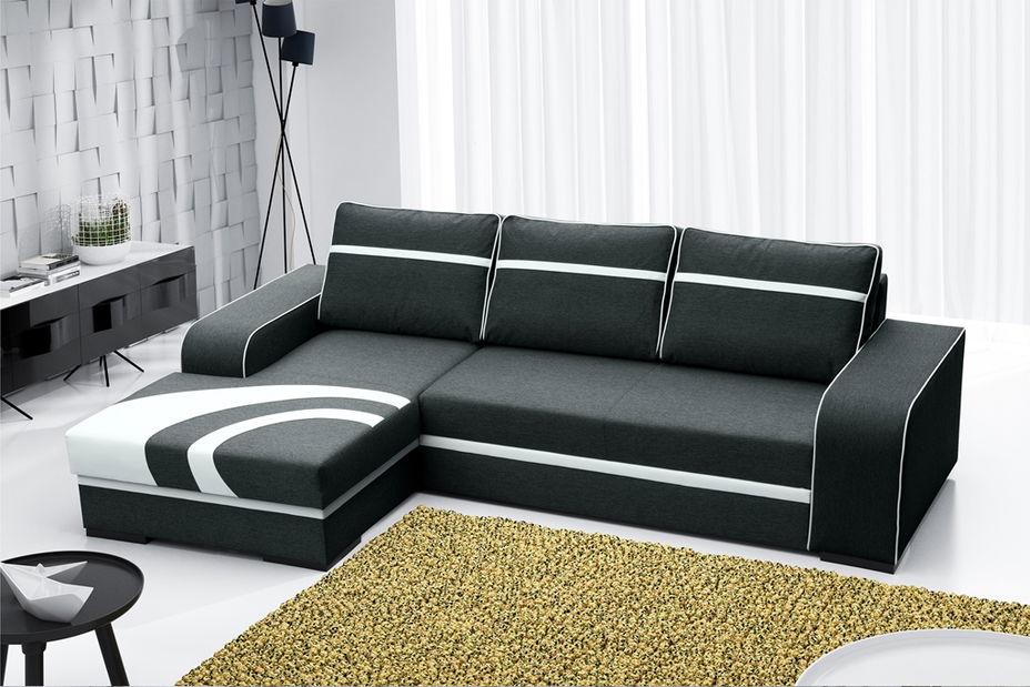 Rohová sedací souprava Foster (černá + bílá) (L)