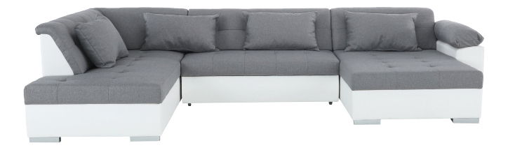 Rohová sedačka U Lemon U (bílá + světle šedá) (L)