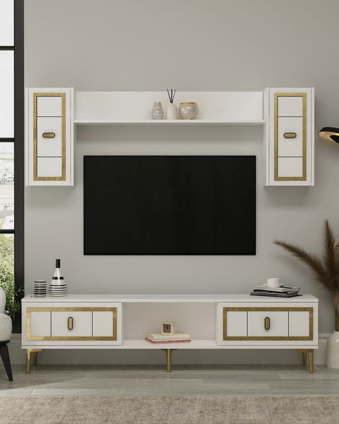 Obývací stěna Orino (bílá + dub safírový)