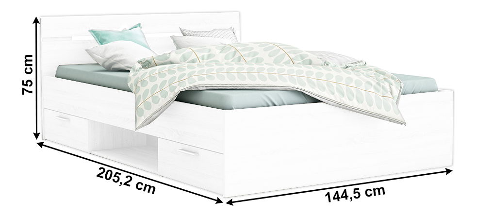 Manželská postel 140 cm Myriam (bílá) (bez matrace a roštu)