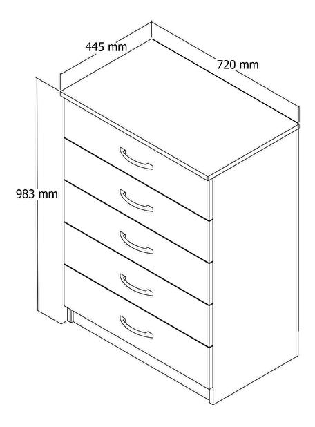  Komoda Pisulu 3 (borovice atlantická + bílá)