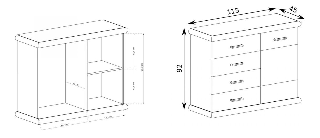 Komoda Kenny 10 (craft bílý + craft zlatý)