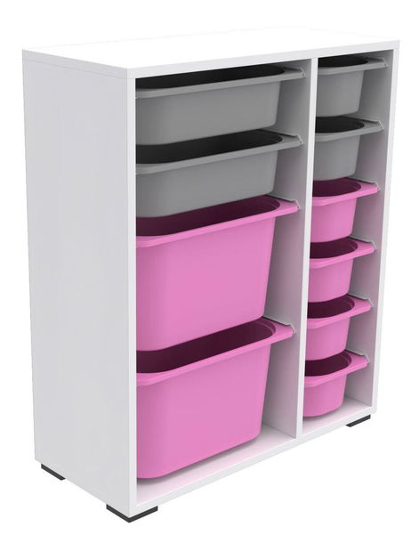 Organizér na hračky Dremonka 10 (bílá + šedá + růžová)