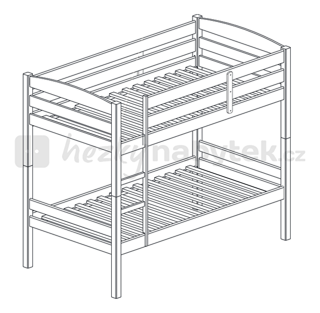 Patrová postel 90 cm Felicita přírodní (masiv, se dvěma rošty)