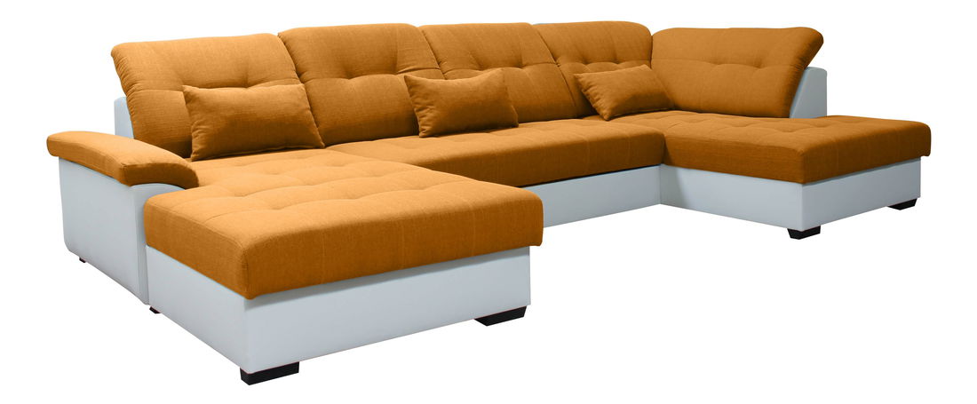Rohová sedací souprava U Milton L+2F+BL (oranžová + bílá) (L)