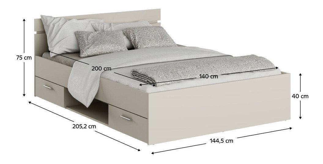 Manželská postel 140 cm Michigin (kašmír) (bez matrace a roštu)