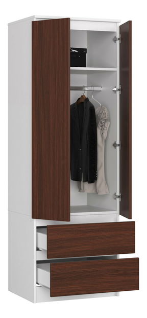 Šatní skříň Suman (bílá + wenge)