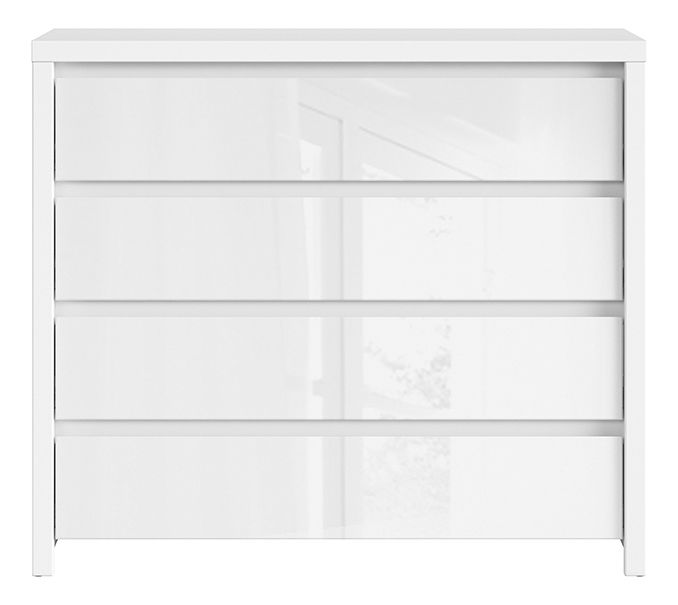 Komoda BRW Kaspian KOM4S (bílá + lesk bílý)