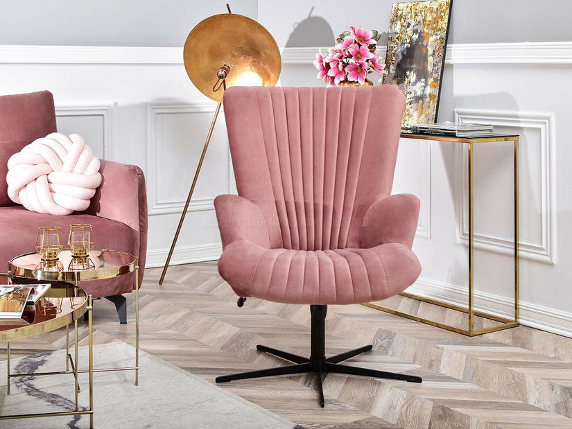 Relaxační křeslo Elesenta (růžová + černá)