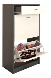 Botník (skříňka na boty) Kerjat Typ 1 (bílá + grafit)