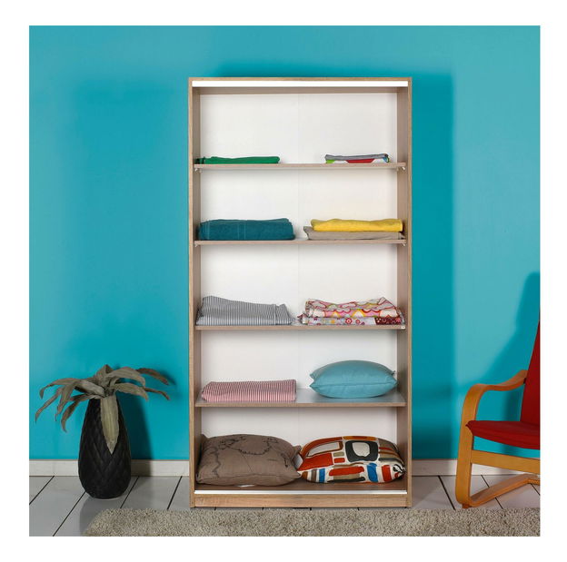 Šatní skříň s posuvnými dveřmi Seworella 1 (lososová bílá + světlé dřevo)