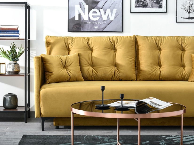 Pohovka dvousedačka Mastil (zlatá + černá)