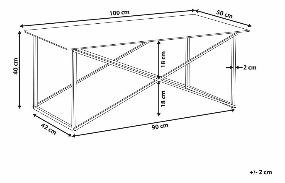 Konferenční stolek Elison (bílá + zlatá) (mramorový efekt)