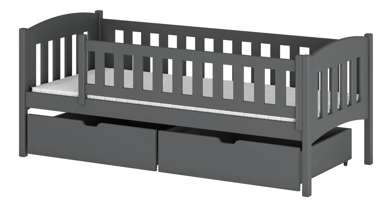 Dětská postel 90 x 200 cm – Gussie (s roštem a úložným prostorem) (grafit)