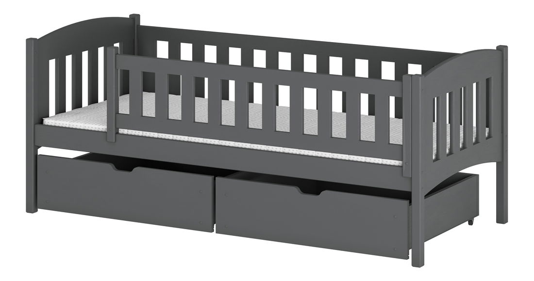 Dětská postel 90 cm Gussie (s roštem a úl. prostorem) (grafit)