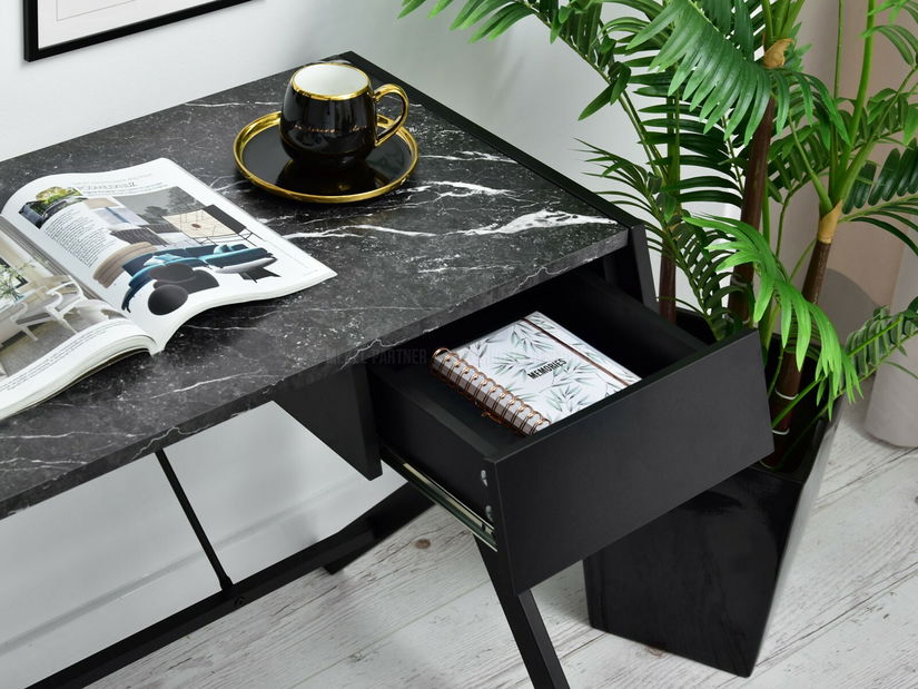 PC stolek Desiguo (černý mramor + černá)