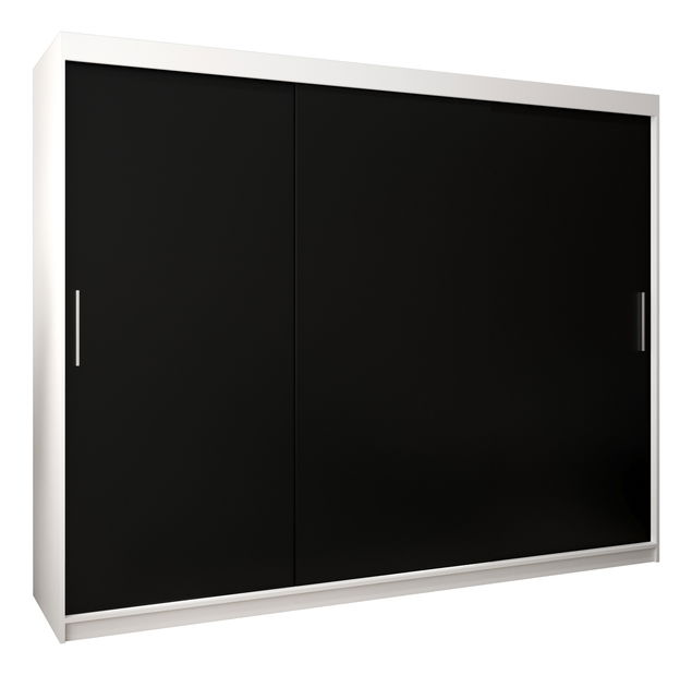Šatní skříň 250 cm Toki (Bílá matná + Černá matná)