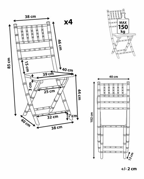 Set 4 ks jídelních židlí MASSA (stříbrná)