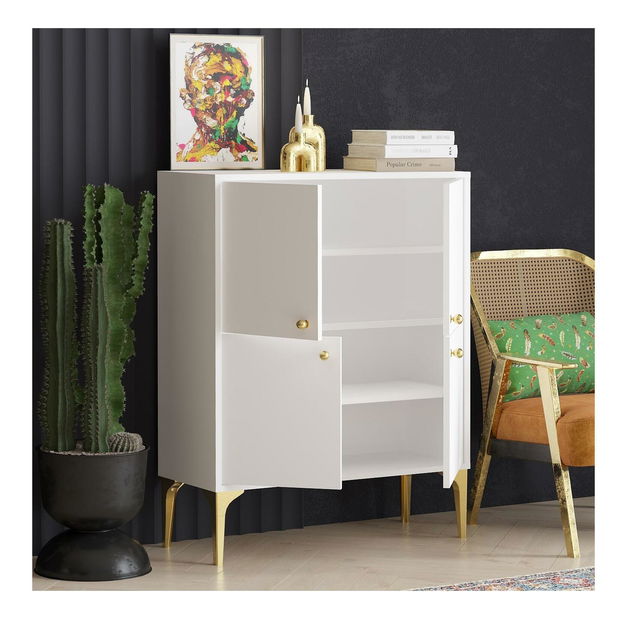 Skříňka Lipamo 6 (bílá + zlatá)