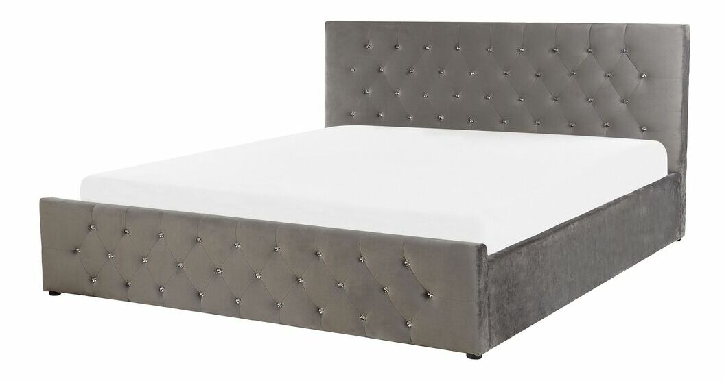 Manželská postel 160 cm AMESIA (šedá) (s roštem a úl. prostorem)